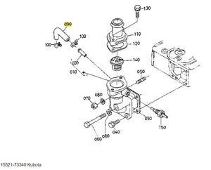 Kubota 15521-73340 Water Return Pipe - OEM Cooling System Component