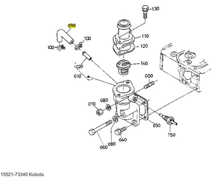 Kubota 15521-73340 Water Return Pipe - OEM Cooling System Component