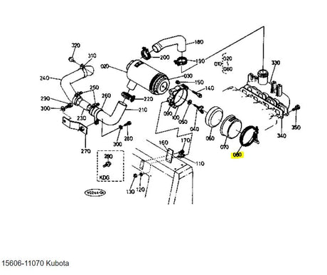 Kubota 15606-11070 Air Cleaner Band Assembly | Genuine OEM Clamp for Inlet Manifolds
