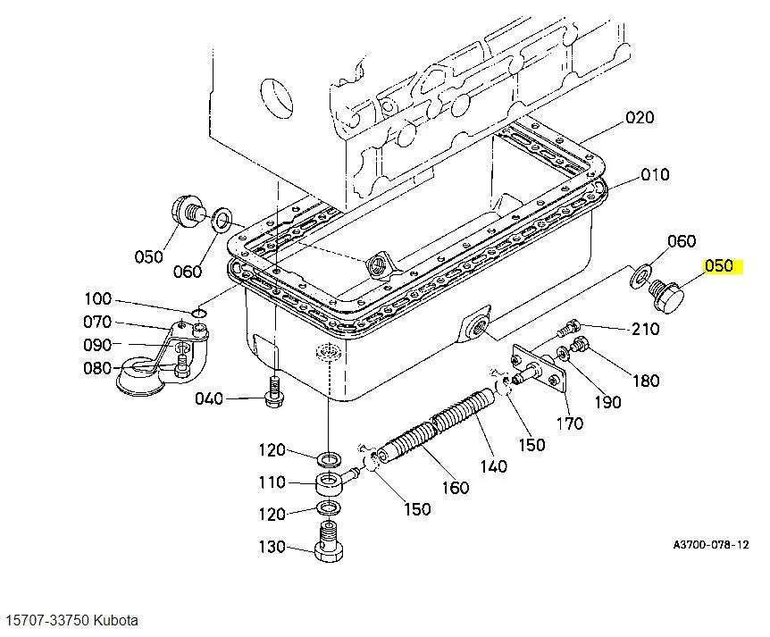Kubota 15707-33750 Oil Pan Drain Plug - Genuine OEM Replacement