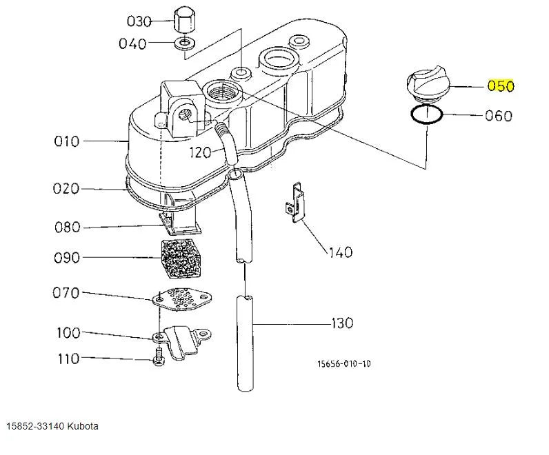 Kubota 15852-33140 Oil Filler Plug M1 - Genuine OEM Replacement for Tractors & Excavators