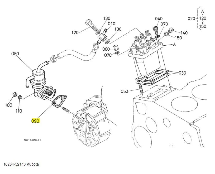 Kubota 16264-52140 Fuel Pump Gasket - OEM Replacement for Tractors, Mowers & Excavators