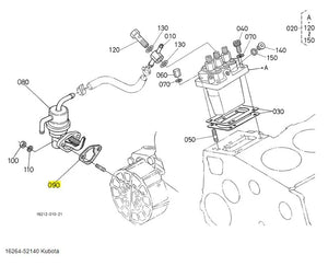 Kubota 16264-52140 Fuel Pump Gasket - OEM Replacement for Tractors, Mowers & Excavators