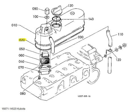 Kubota 16871-14520 Gasket, Head Cover