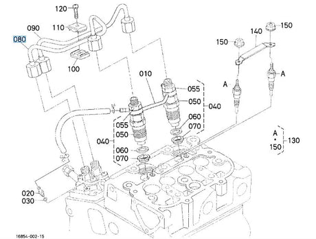 Kubota 1G686-53710 Injection Pipe - OEM Fuel Line for Z482 Engine Series