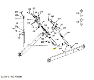 Kubota 3-Point Linkage Pin Set 2 - 33251-91860 OEM Replacement