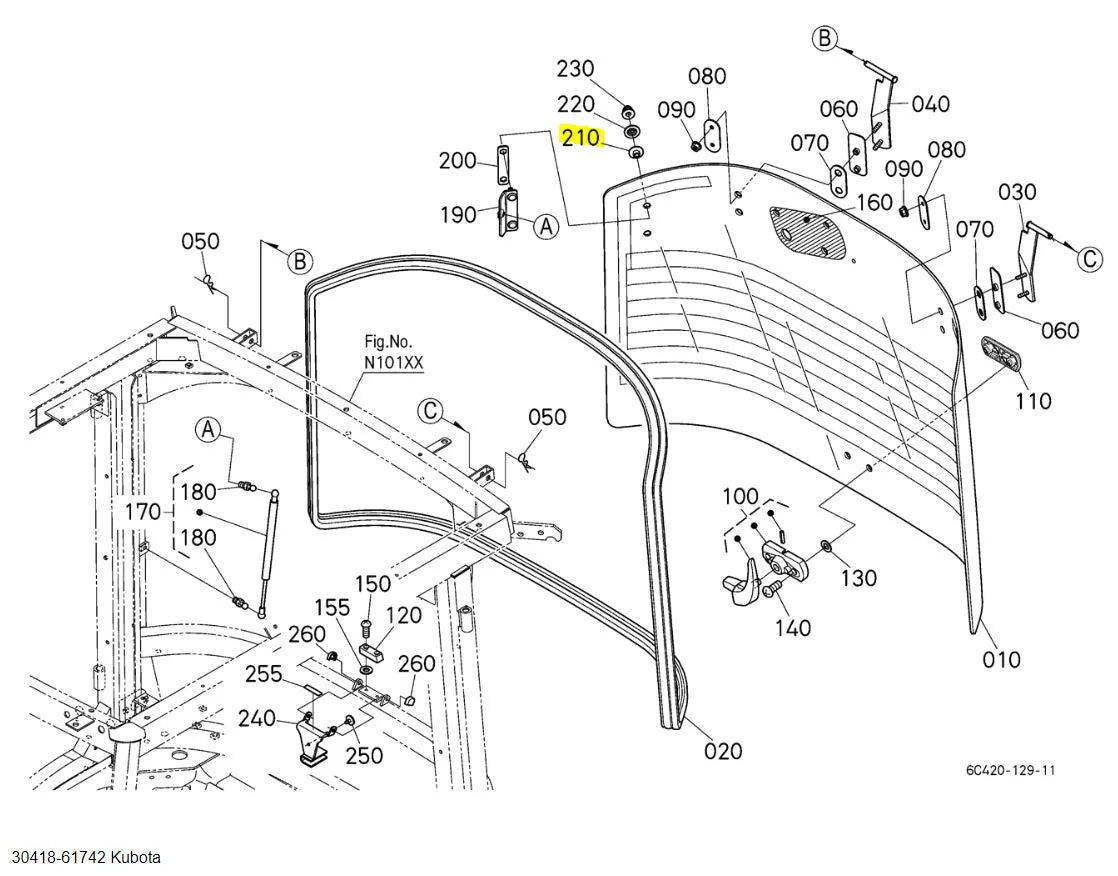 Kubota 30418-61742 Rubber Protector | High-Quality OEM Glass & Window Protection
