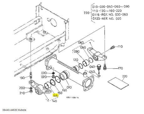 Kubota 38440-44630 Bush | Genuine OEM Front Axle & Rear Differential Bushing