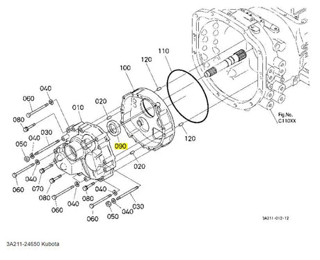 Kubota 3A211-24650 Oil Seal | Genuine OEM Shuttle Gear Case Seal