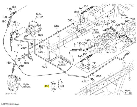 Kubota 3C151-67700 Brake Pipe Assembly – Genuine OEM for M-Series Tractors