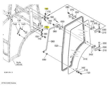 Kubota 3F760-53460 Door Bush - OEM Replacement for Tractor Cab Doors