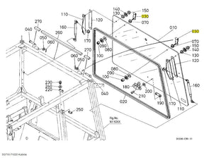 Kubota 3G710-71020 Rear Window Hinge - OEM Replacement for Multiple Models