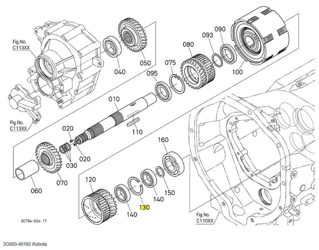 Kubota 3G900-40180 CIR-CLIP, INTERNAL - Genuine OEM Shuttle Shaft Retainer