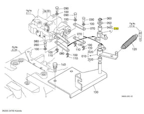 Kubota 3N300-34790 LEVER SHUTTLE VALVE - OEM Replacement for Clutch/Shuttle Valve Operation