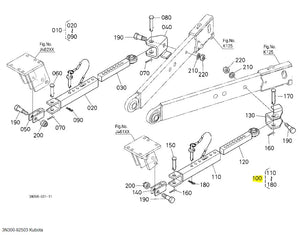 Kubota 3N300-92503 ASSY STABILIZER LH - Genuine Left-Hand Stabilizer for M-Series Tractors