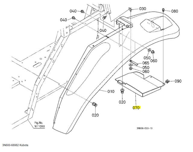 Kubota 3N600-68982 COVER, FENDER LH - Genuine Left-Hand Fender Cover for M-Series Tractors