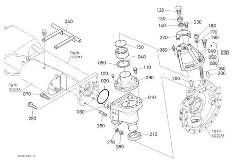 Kubota 3P200-43382 LH Support Assembly - Bevel Gear Case Left-Hand OEM Component