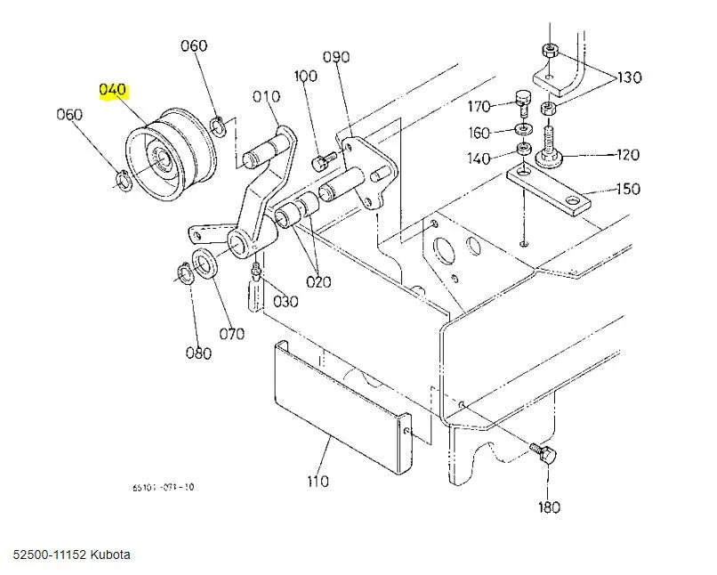 Kubota 52500-11152 Tension Pulley - OEM Replacement for G & T Series Mowers