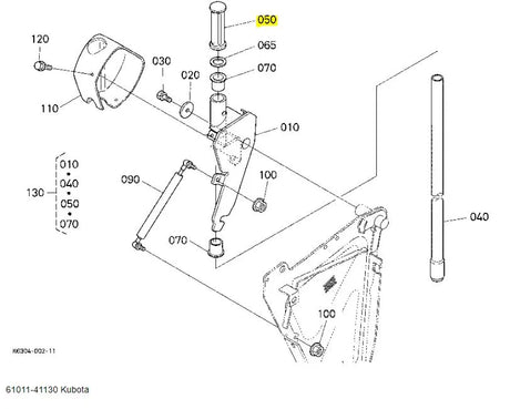 Kubota 61011-41130 Handle Grip - OEM Replacement for Lower Lift Arm