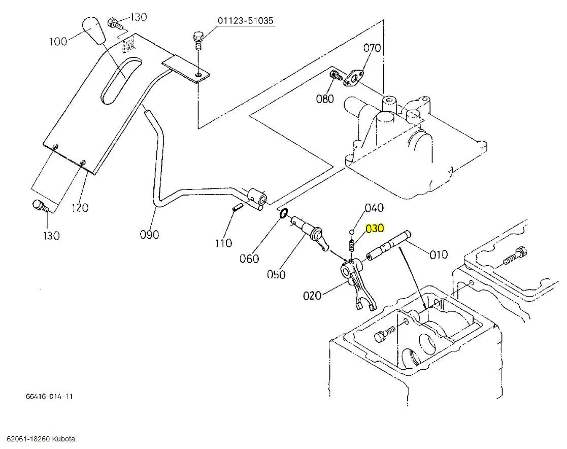 Kubota 62061-18260 Spring - OEM Replacement for Gear Shift, PTO, & 4WD Levers