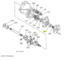 Kubota 63733-17150 Oil Seal - Genuine Front Wheel Hub & Bevel Gear Shaft Seal for B, F & T Series