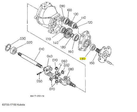 Kubota 63733-17150 Oil Seal - Genuine Front Wheel Hub & Bevel Gear Shaft Seal for B, F & T Series