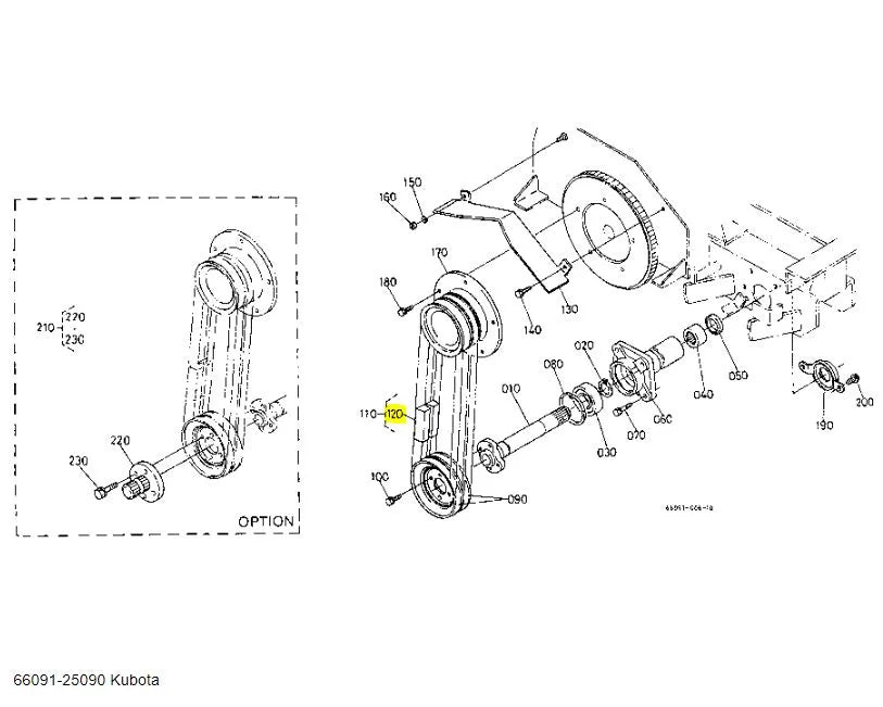 Kubota 66091-25090 V-Belt - OEM Replacement for T1600H Series PTO Shaft