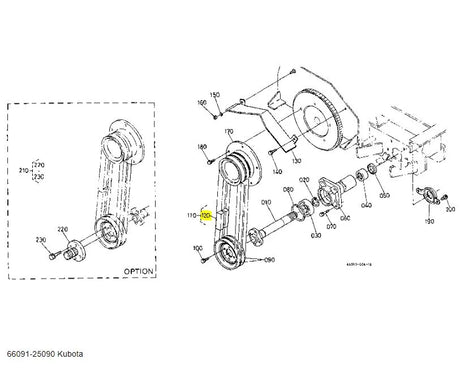 Kubota 66091-25090 V-Belt - OEM Replacement for T1600H Series PTO Shaft