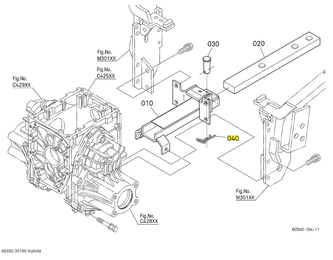 Kubota 66592-35190 Hitch & 3-Point Linkage Pin Set | OEM Replacement
