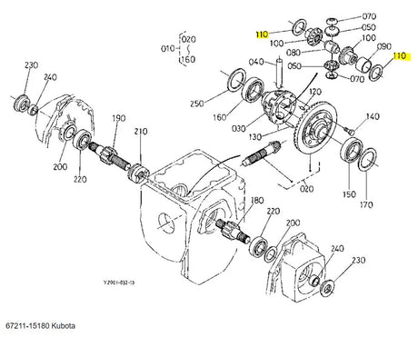Kubota 67211-15180 Shim - Precision Rear and Front Differential Adjustment Component