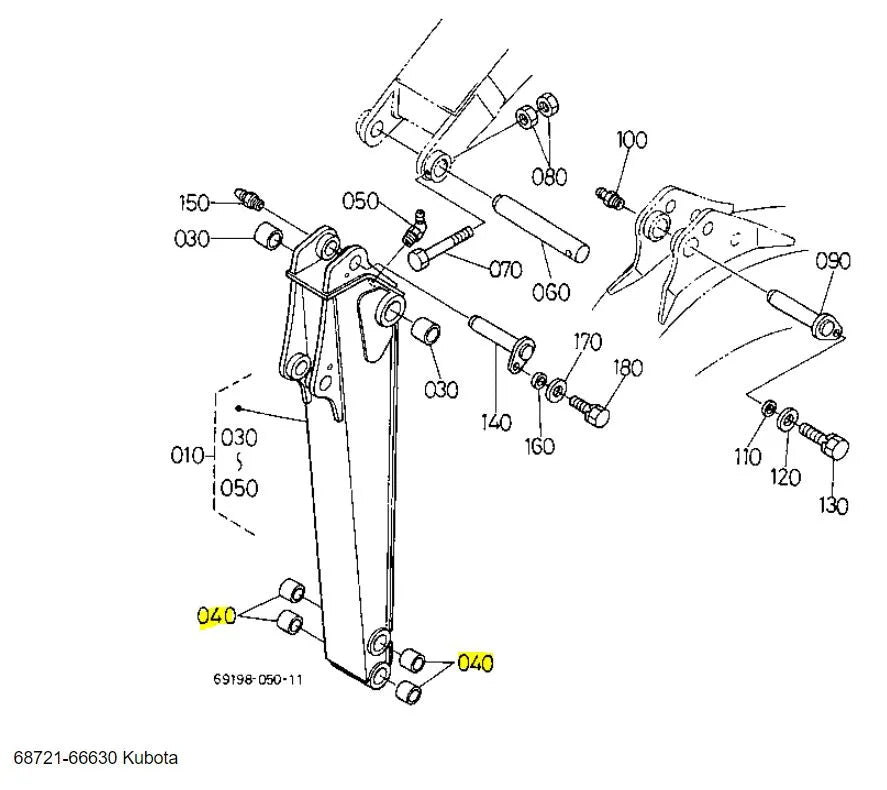 Kubota 68721-66630 Bush - Durable Arm and Bucket Link Replacement for Excavators