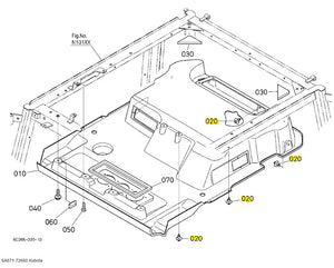 Kubota 6A671-72660 Rivet - Durable Fastener for Inner Roof & Air Conditioner Ducts