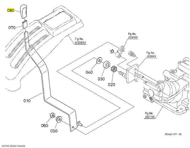 Kubota 6A700-38242 Black Grip (83) - Durable Control Lever Handle for Precision Operation