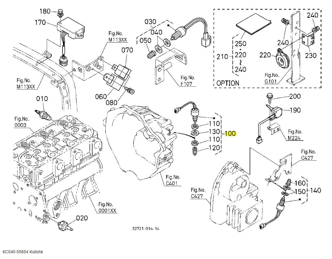 Kubota 6C040-55854 Safety Switch Assembly - Reliable Replacement for B-Series Tractor Models