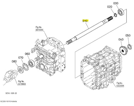 Kubota 6C200-16110 Reverse Shaft - OEM Replacement for B-Series Tractors