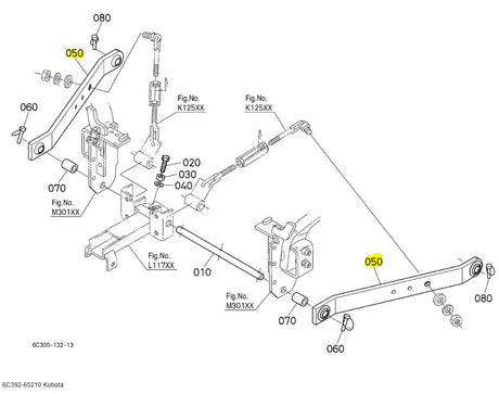 Kubota 6C392-65210 Link, Lower, Complete - Genuine Replacement for B-Series Tractors