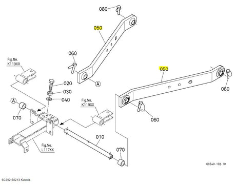 Kubota 6C392-65213 Comp. Link, Lower - Genuine OEM Part for B-Series Tractors