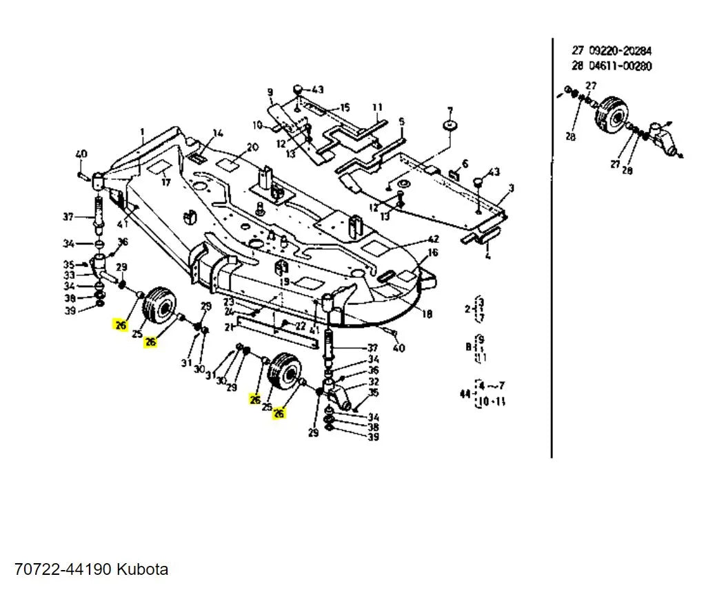 Kubota 70722-44190 Bush 2 for Front and Rear Wheels | Genuine OEM