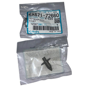 Kubota 6A671-72660 Rivet - Durable Fastener for Inner Roof & Air Conditioner Ducts