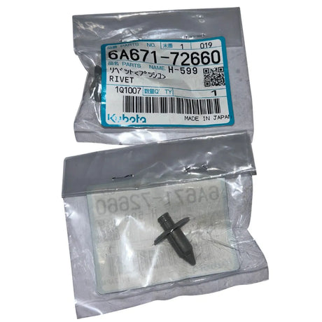 Kubota 6A671-72660 Rivet - Durable Fastener for Inner Roof & Air Conditioner Ducts