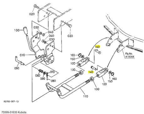 Kubota 75599-51635 Pin Clevis (9/16 x 1 3/8) for Linkage Assemblies | OEM Quality