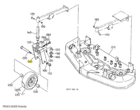 Kubota 76543-34200 Support Front Wheel for Mower Decks | OEM Quality