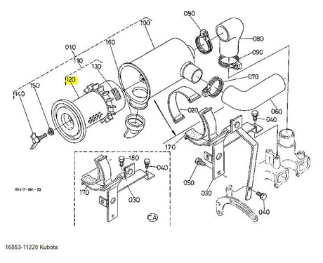 Kubota Air Cleaner Assembly 16853‑11220 - Complete OEM Filter Unit for B1550, B1750 & GF Series