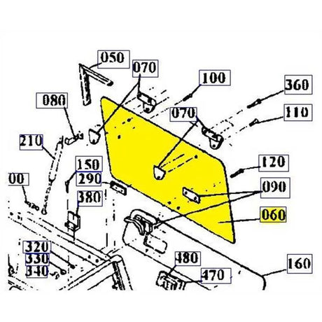 Kubota B2110 Rear Window Glass - Part 00695-55541 | OEM Cab Replacement