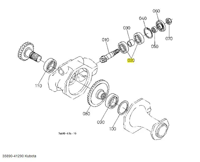 Kubota Bearing 35890-41290 - Genuine Main Shaft, PTO & Differential Bearing