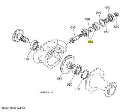 Kubota Bearing 35890-41290 - Genuine Main Shaft, PTO & Differential Bearing