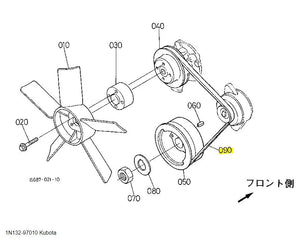 Fan Belt for Kubota B1550, B1750, B2150, B5200, B6200, B7200, B8200, B9200 - 1N132-97010