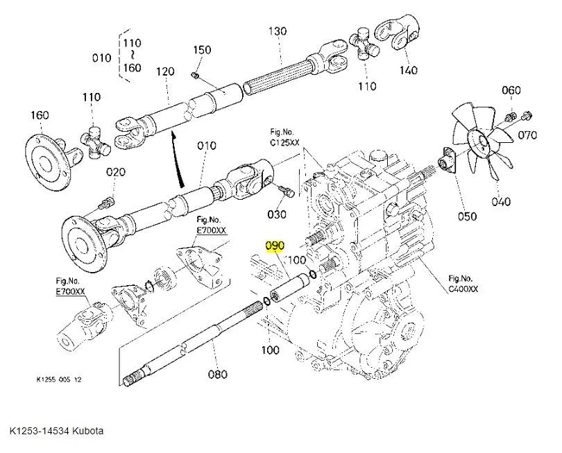 Kubota Boss/Shaft Spline K1253-14534 - OEM Spline Coupling for GR Series Universal Joint/HST Fan