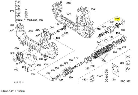 Kubota Bush K1253-14510 - Clutch Shaft Support Bushing for GR Series Mowers