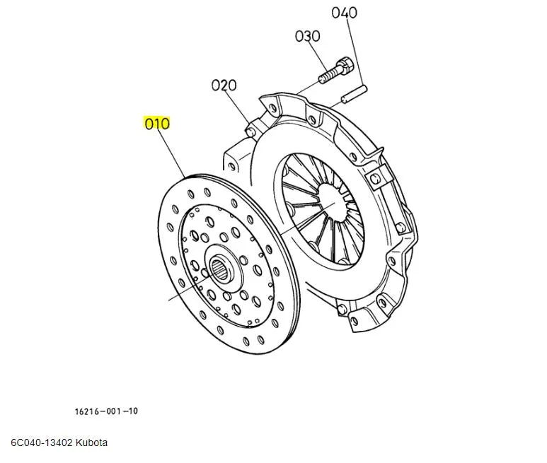 Kubota Clutch Disc 6C040-13402 - Genuine Replacement Part for B Series